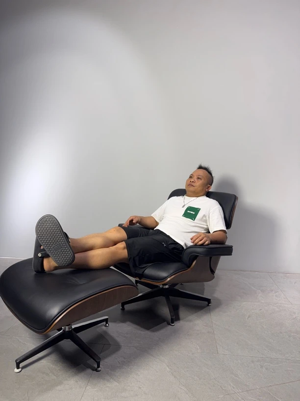 伊姆斯躺椅休闲纳柏头层牛皮网红高端老板椅