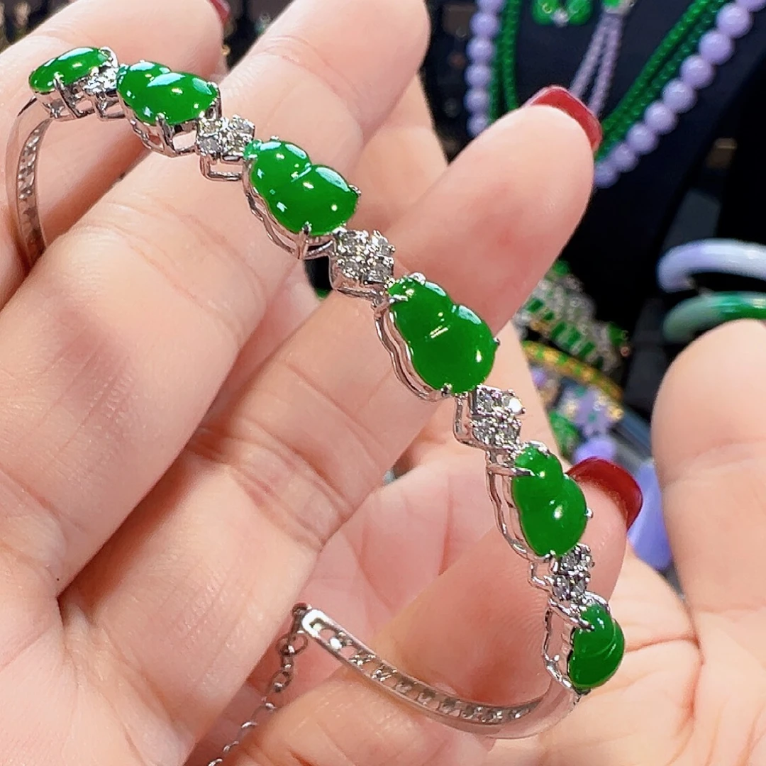 翡翠18K金镶嵌手镯签收后24小时鉴赏期