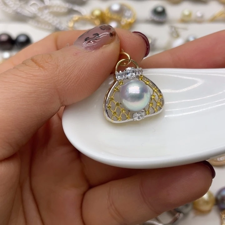 海水珍珠吊坠(不含链)银S925镶嵌