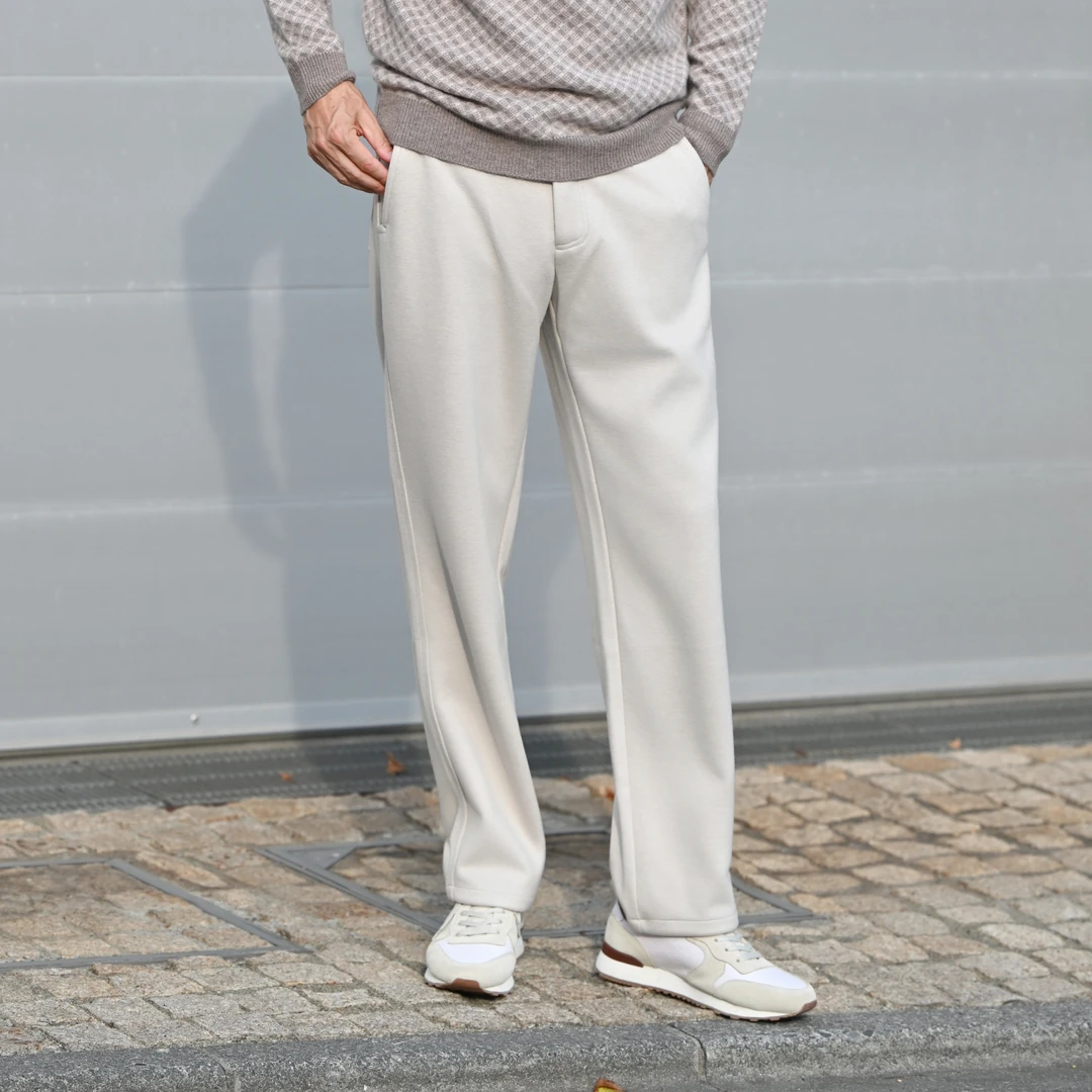 EDOT 含羊毛高档针织呢休闲裤男士秋冬加厚保暖直筒卫裤毛呢裤子