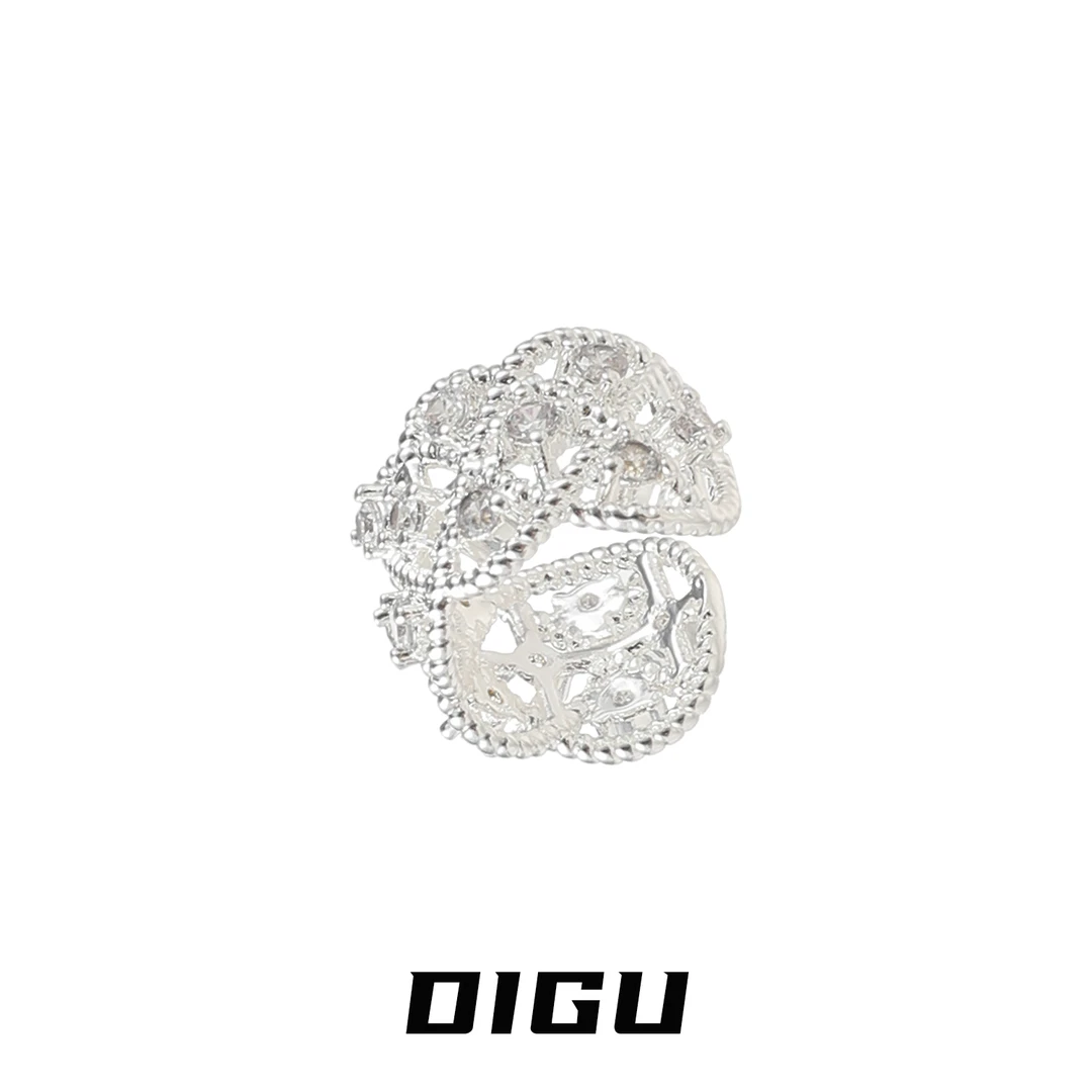 嘀咕家 铜合金合成锆石耳饰 精致微镶耳夹蕾丝少女耳饰轻奢耳骨夹