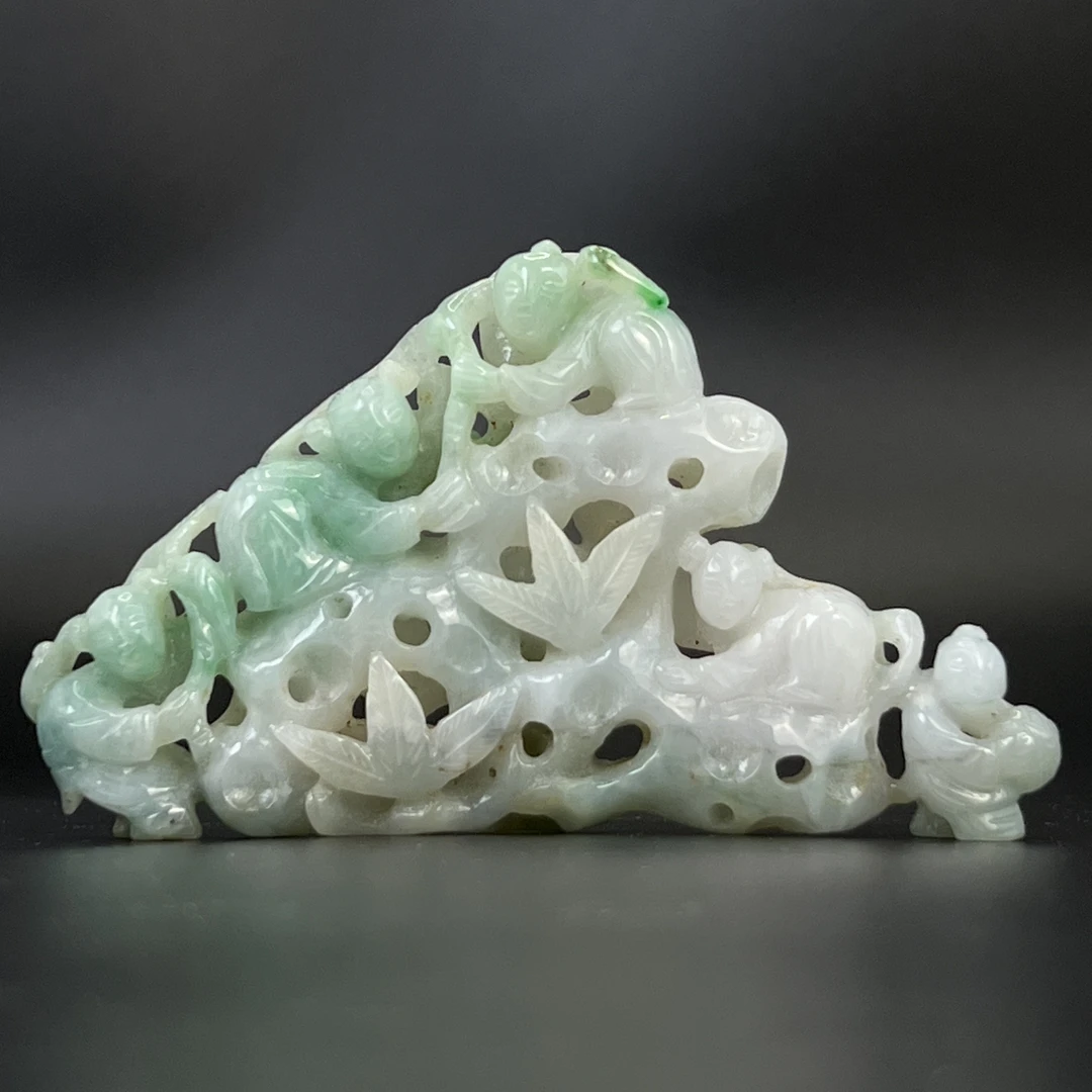 "民国翡翠五子登科/ DL267272/ 古玩/收藏/德州文物"