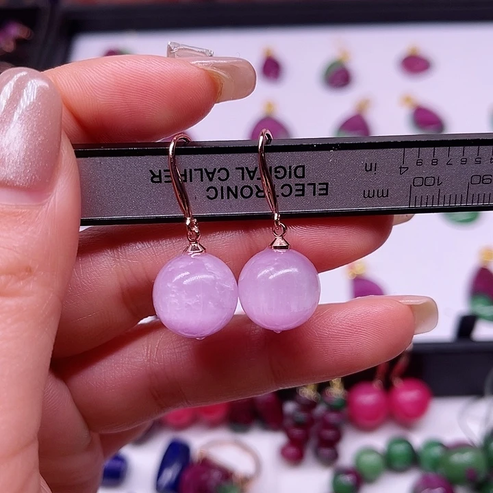 红宝石耳坠紫里银S925镶嵌