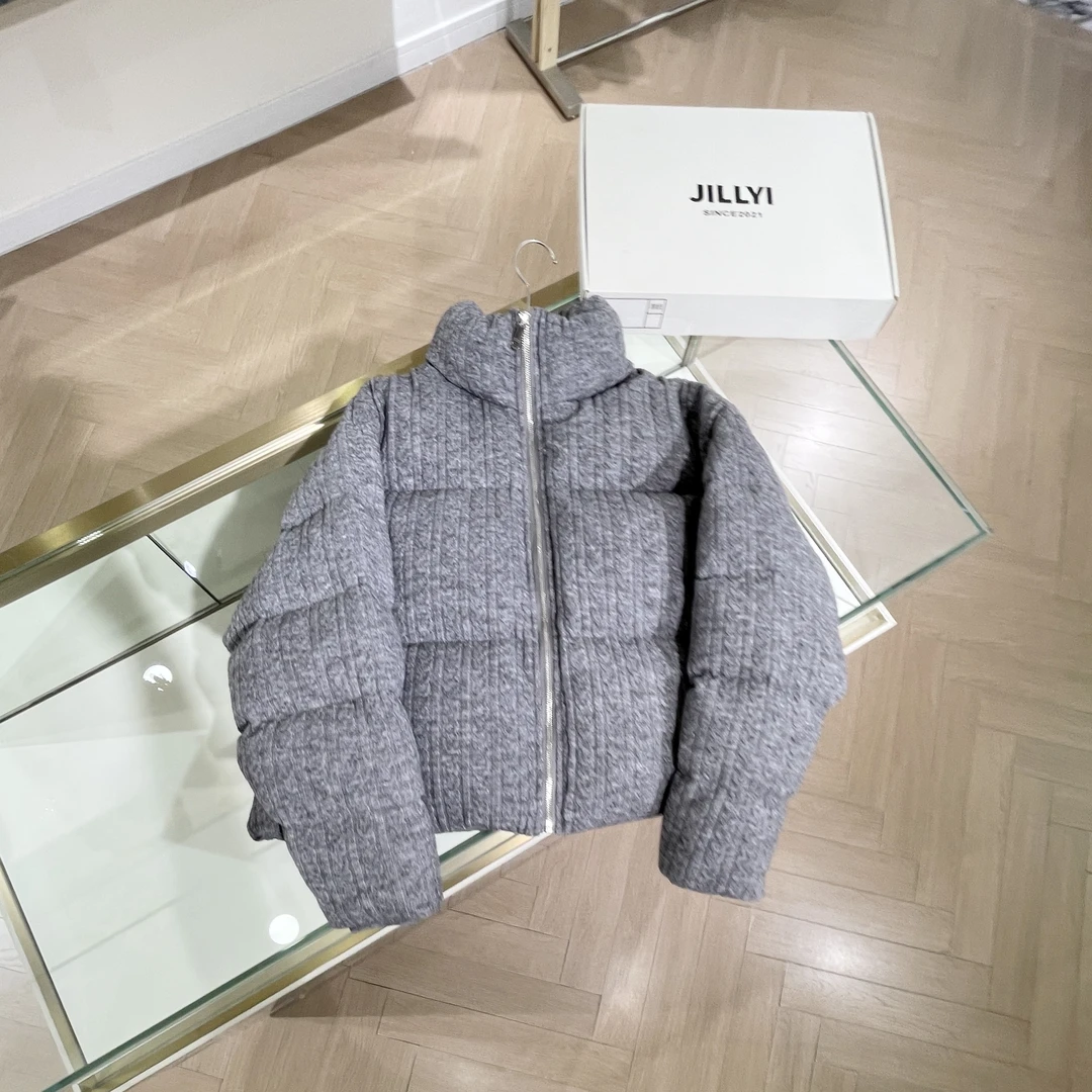 JILLYI珠海店【灰调记忆】烟灰色半高领休闲风时尚百搭羽绒服秋冬季