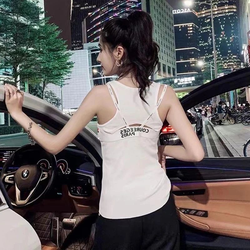 字母美背针织背心