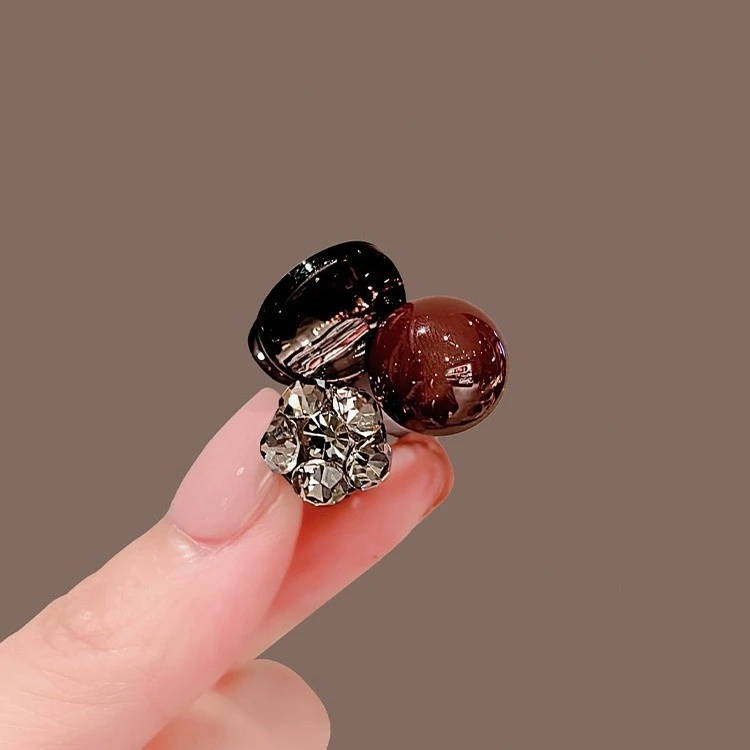 复古精致闪亮水钻花朵小抓夹前额碎发刘海夹气质高级水钻边夹对夹