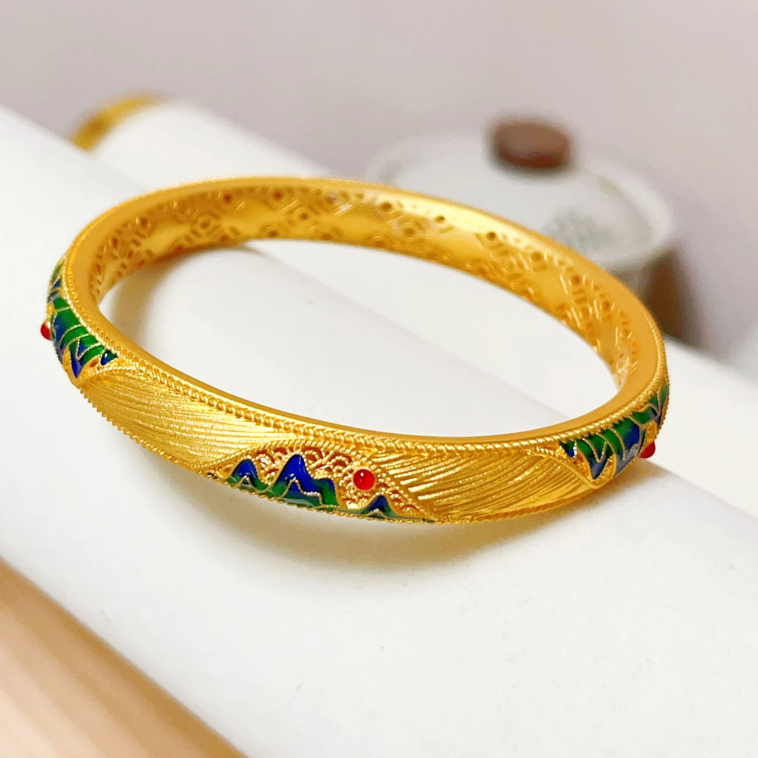 足银珐琅手镯 锦绣山河镯