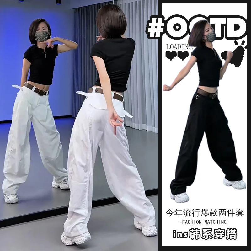 设计感辣妹修身显瘦套装夏季新款纯欲气质圆领短袖T恤高腰运动裤