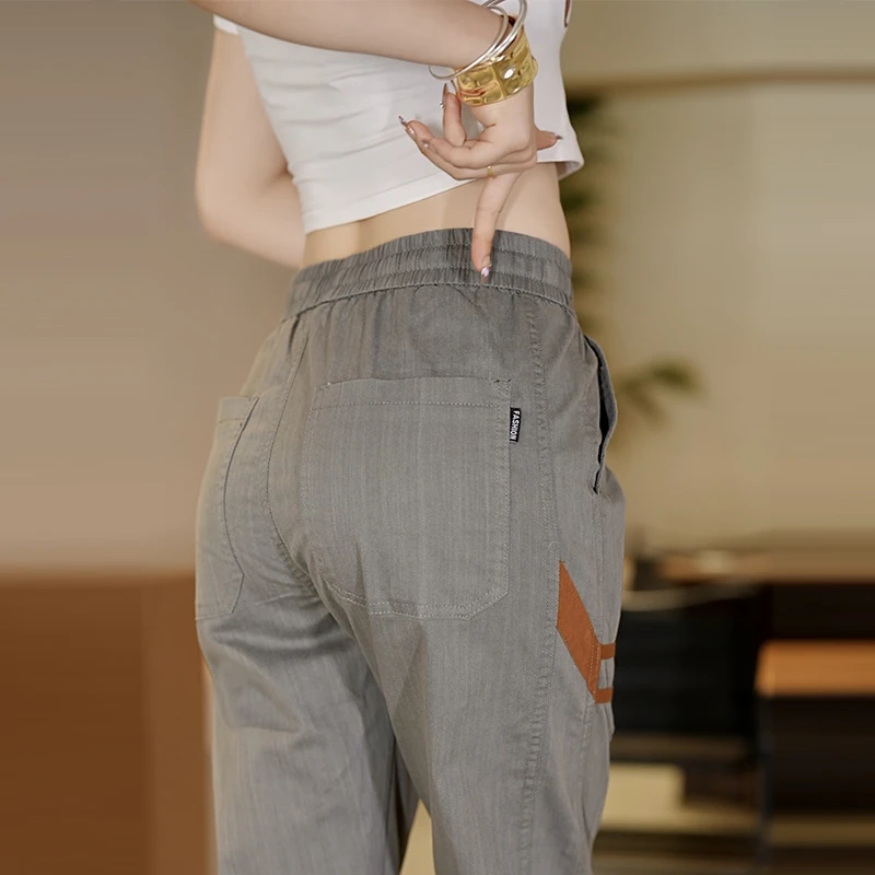 夏季高端绵连男士休闲裤哈伦宽松束脚潮流百搭男款休闲裤男子