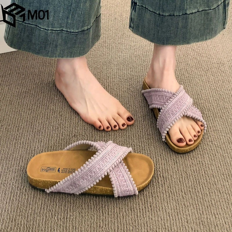 M01勃肯凉拖鞋女夏外穿2025新款配裙子高级感法式平底沙滩一字拖