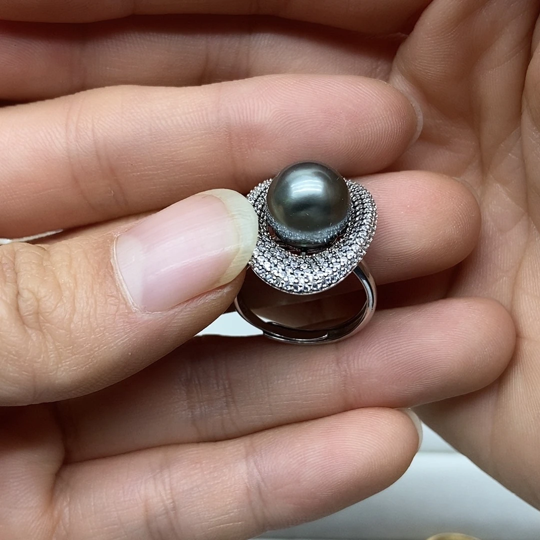 海水珍珠戒圈银S925镶嵌