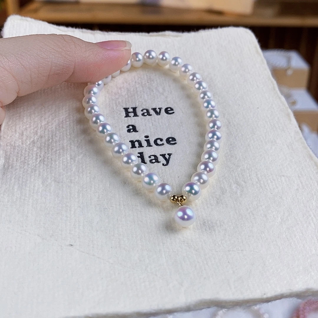 手绳18K金镶嵌淡水珍珠