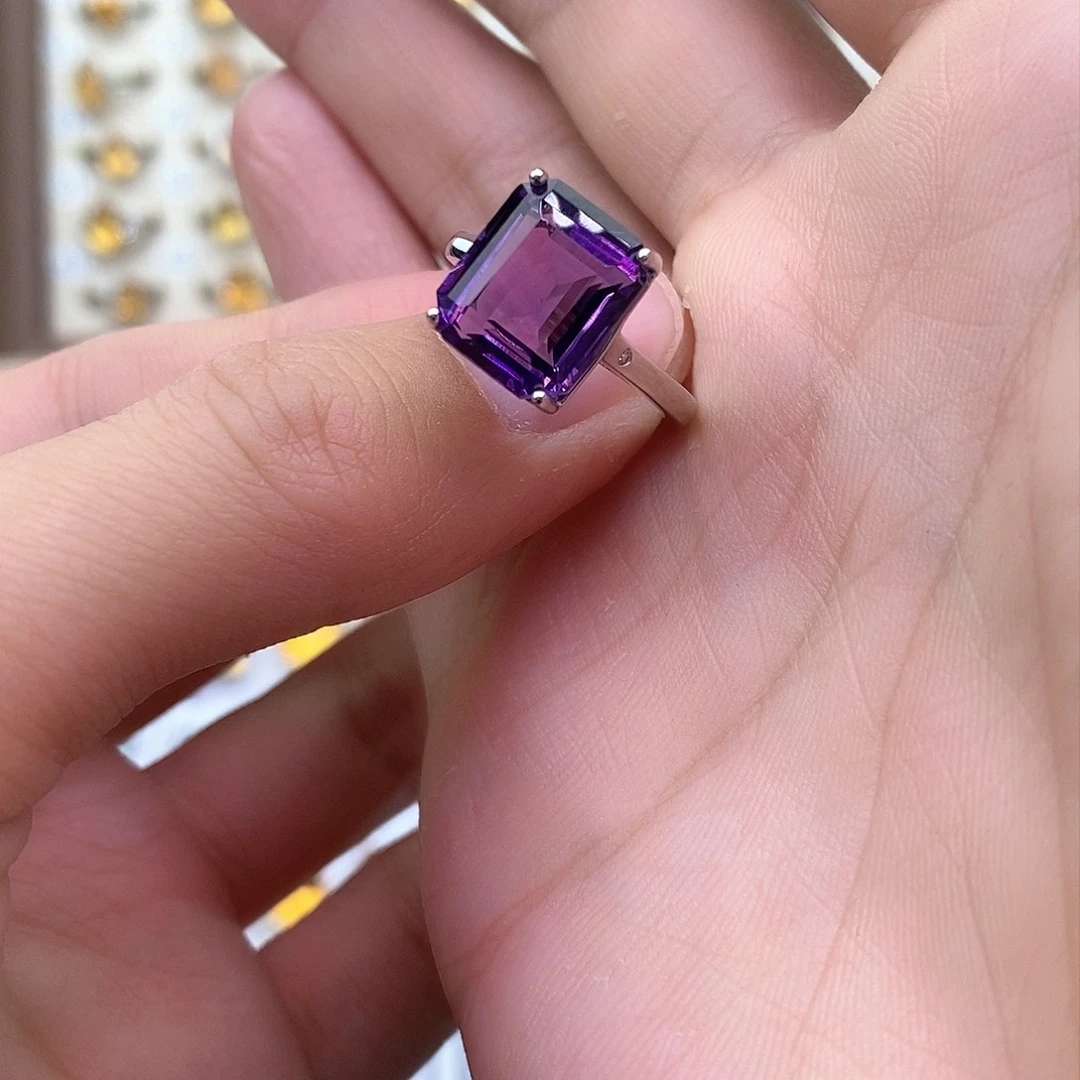 紫晶纯天然无优化紫水晶Q银S925镶嵌小*