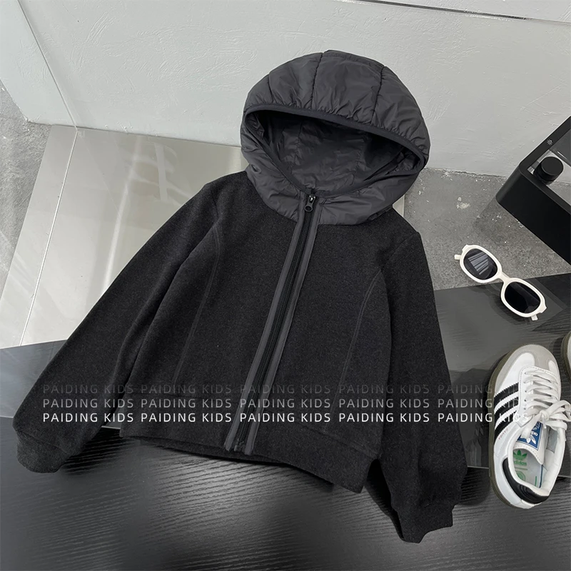 秋冬装儿童韩版潮流个性拼色休闲宽松连帽百搭外套上衣MPG6965