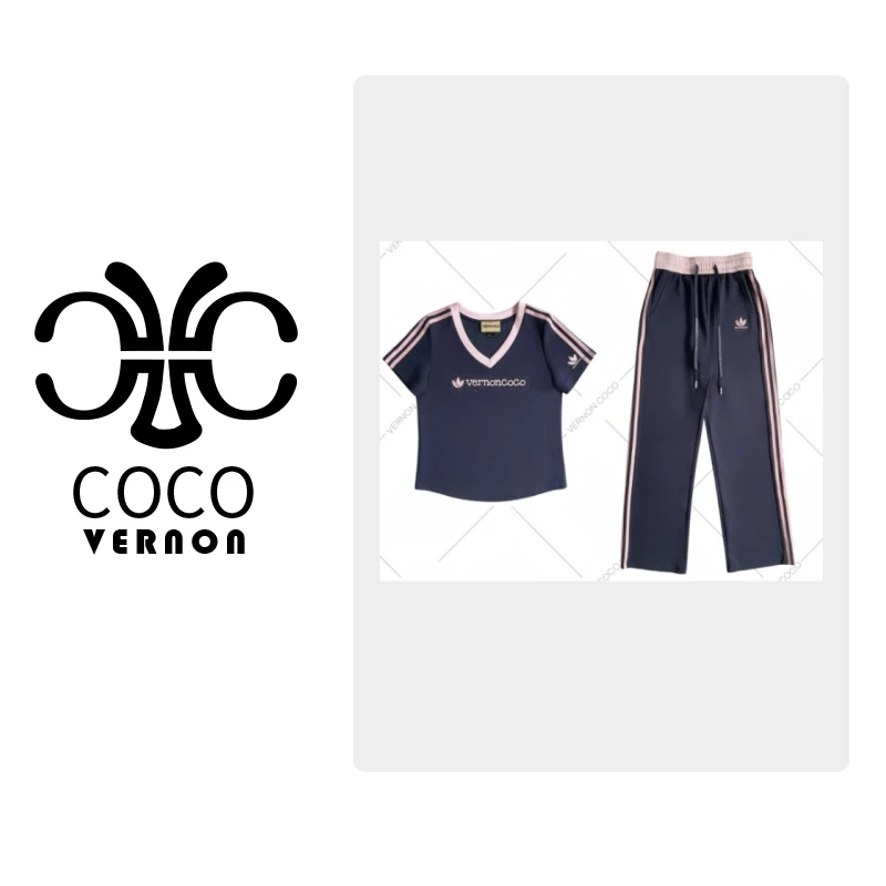 【VERNON COCO】Y30春夏V领显瘦休闲运动短袖套装VC165