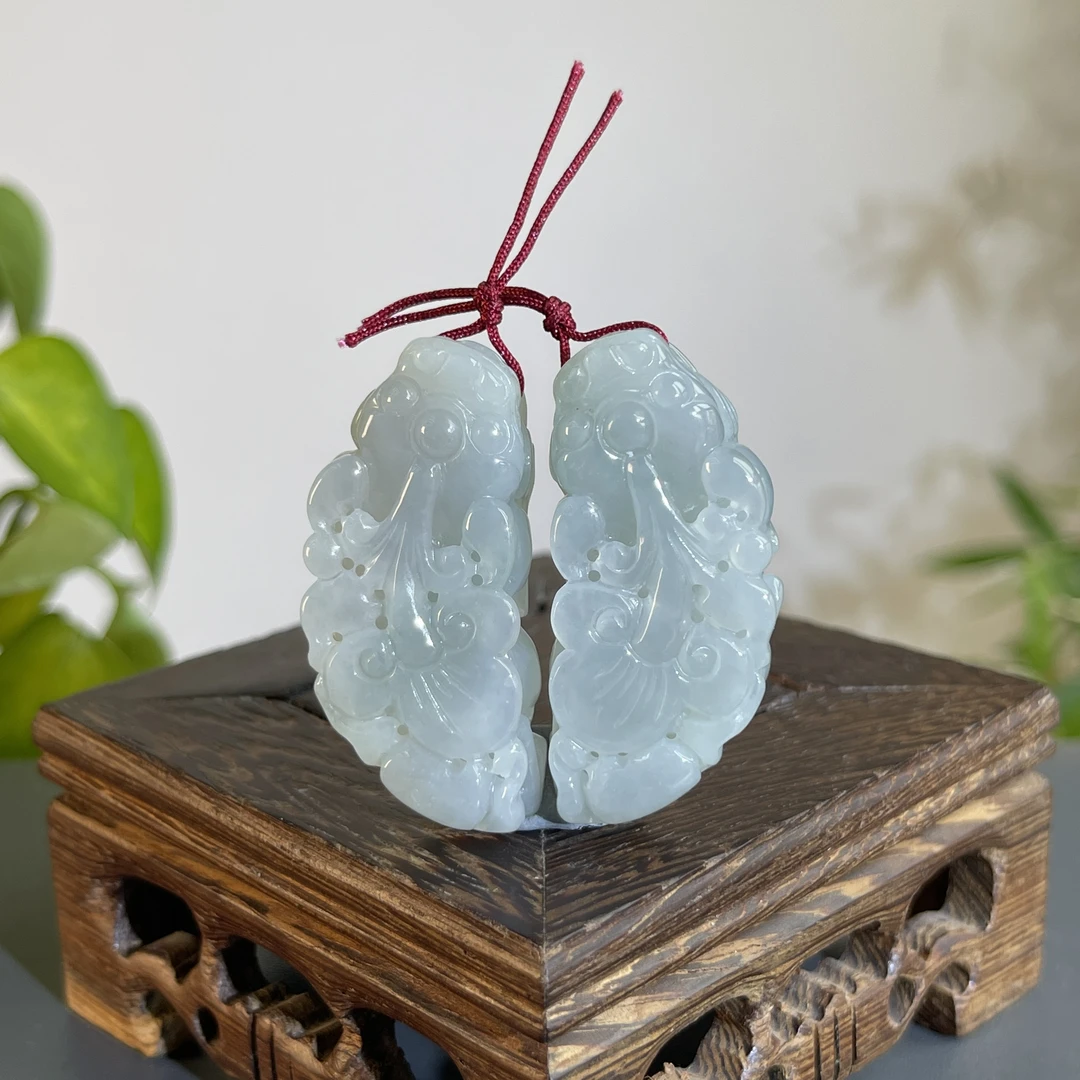 JXA19-75 天然翡翠缅甸A货 一对貔貅