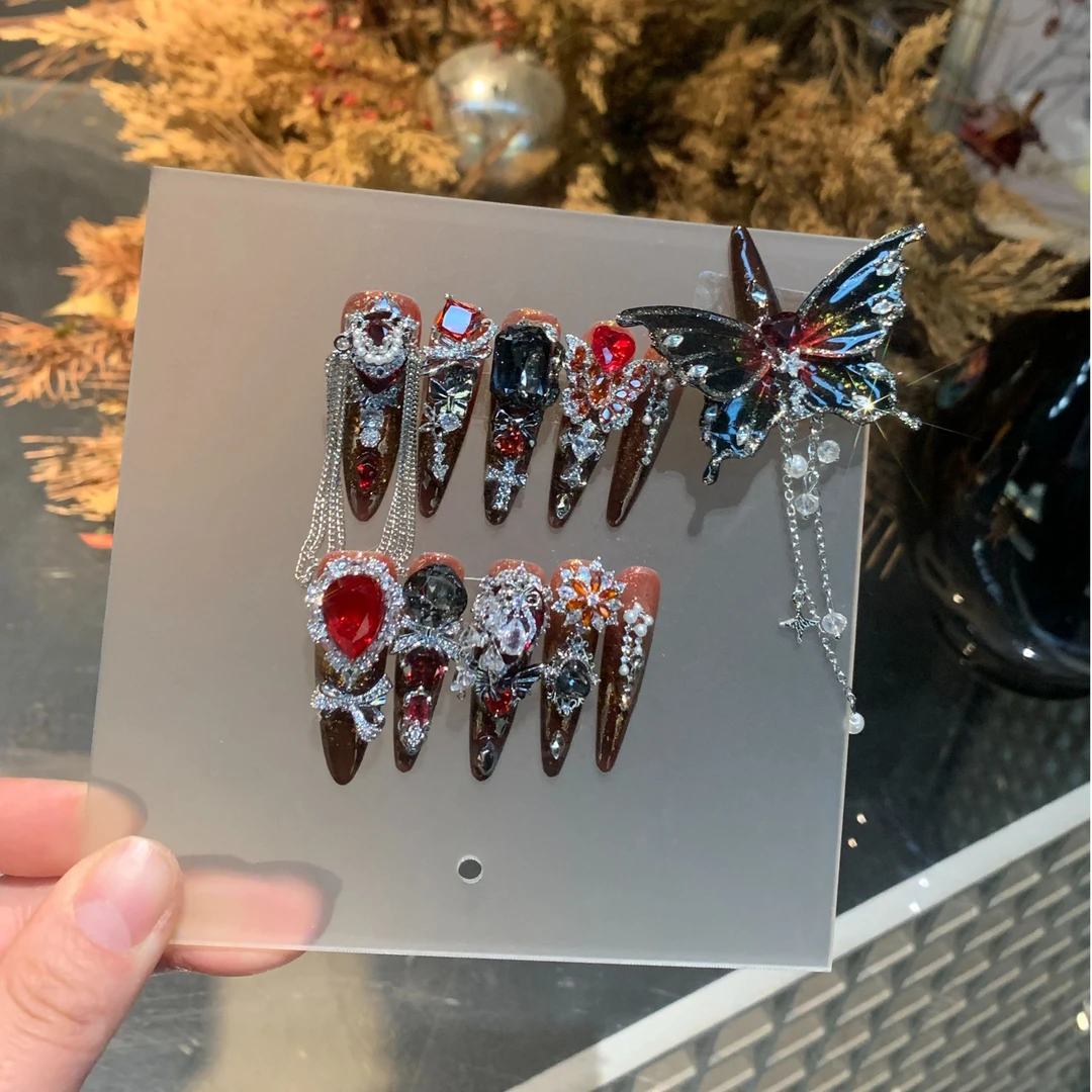 【红蝴蝶】小七掐丝蝴蝶气质手工穿戴甲真可拆卸反复用美甲