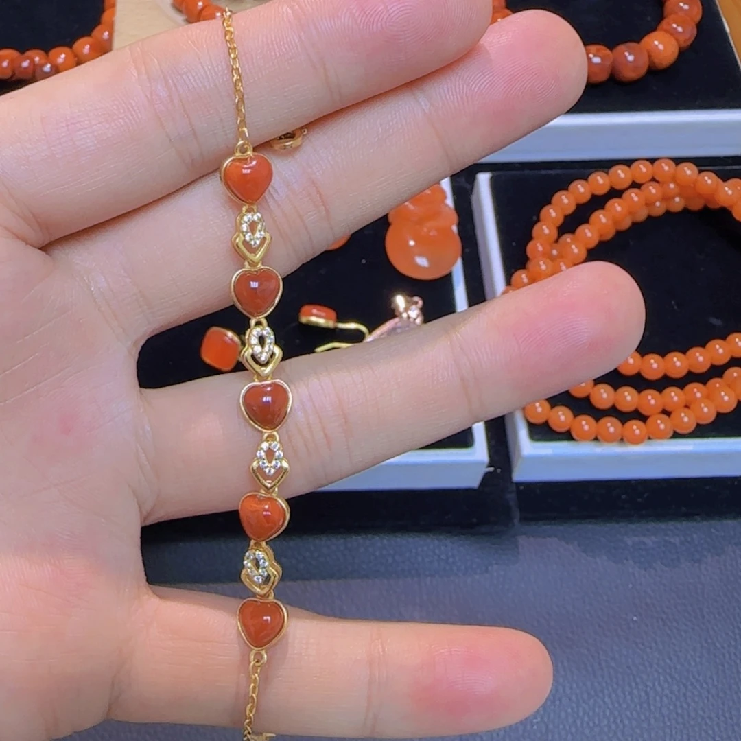 银S925镶嵌手链南红玛瑙