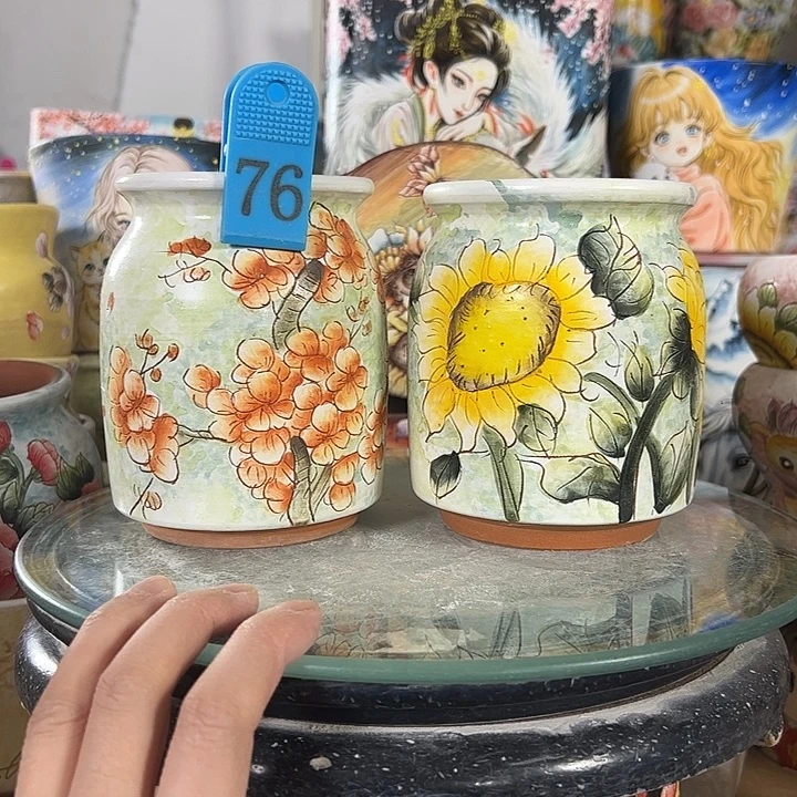 悄***孩满38包邮 景德镇幸运花盆