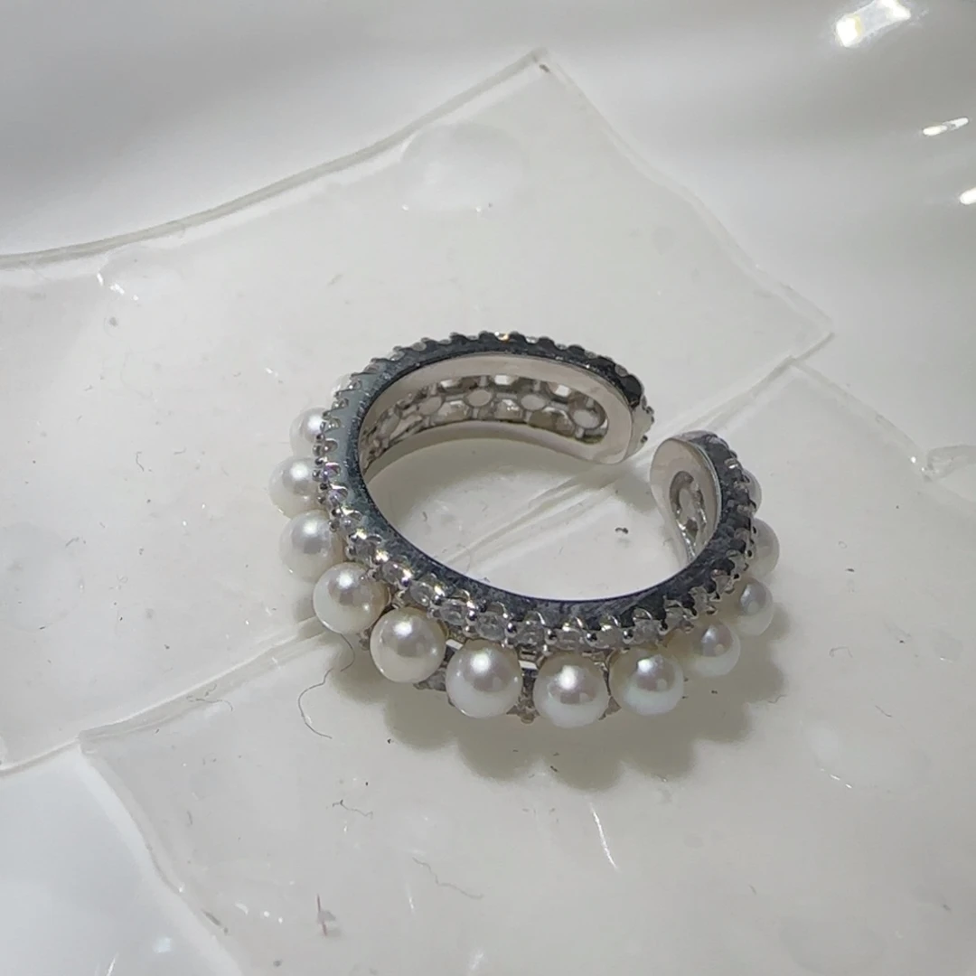 戒指银S925镶嵌淡水珍珠