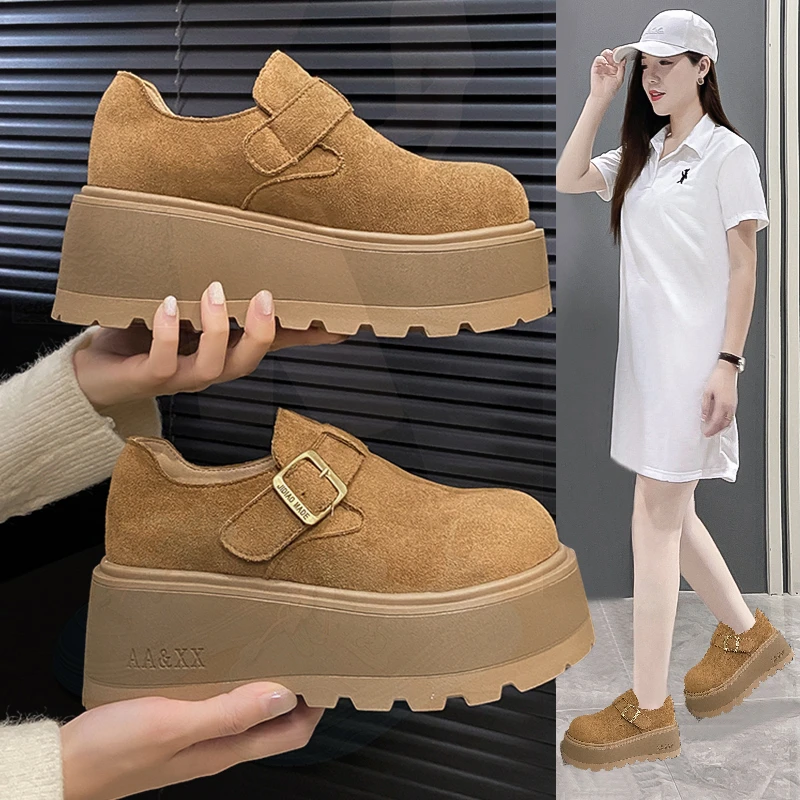 松糕厚底勃肯鞋女2025春秋新款全包博肯鞋小个子增高百搭休闲单鞋