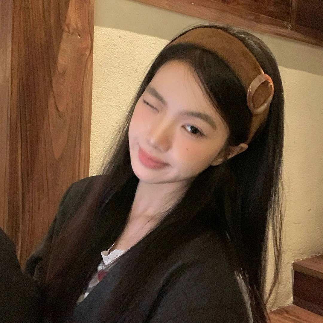 高分智感！美拉德玳瑁色圆环宽边发箍时尚复古高颅顶头箍外戴发饰~