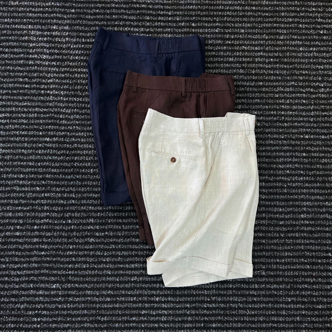 CssuGent高端老钱LP100%亚麻不过膝短裤男设计美学高端百搭裤子