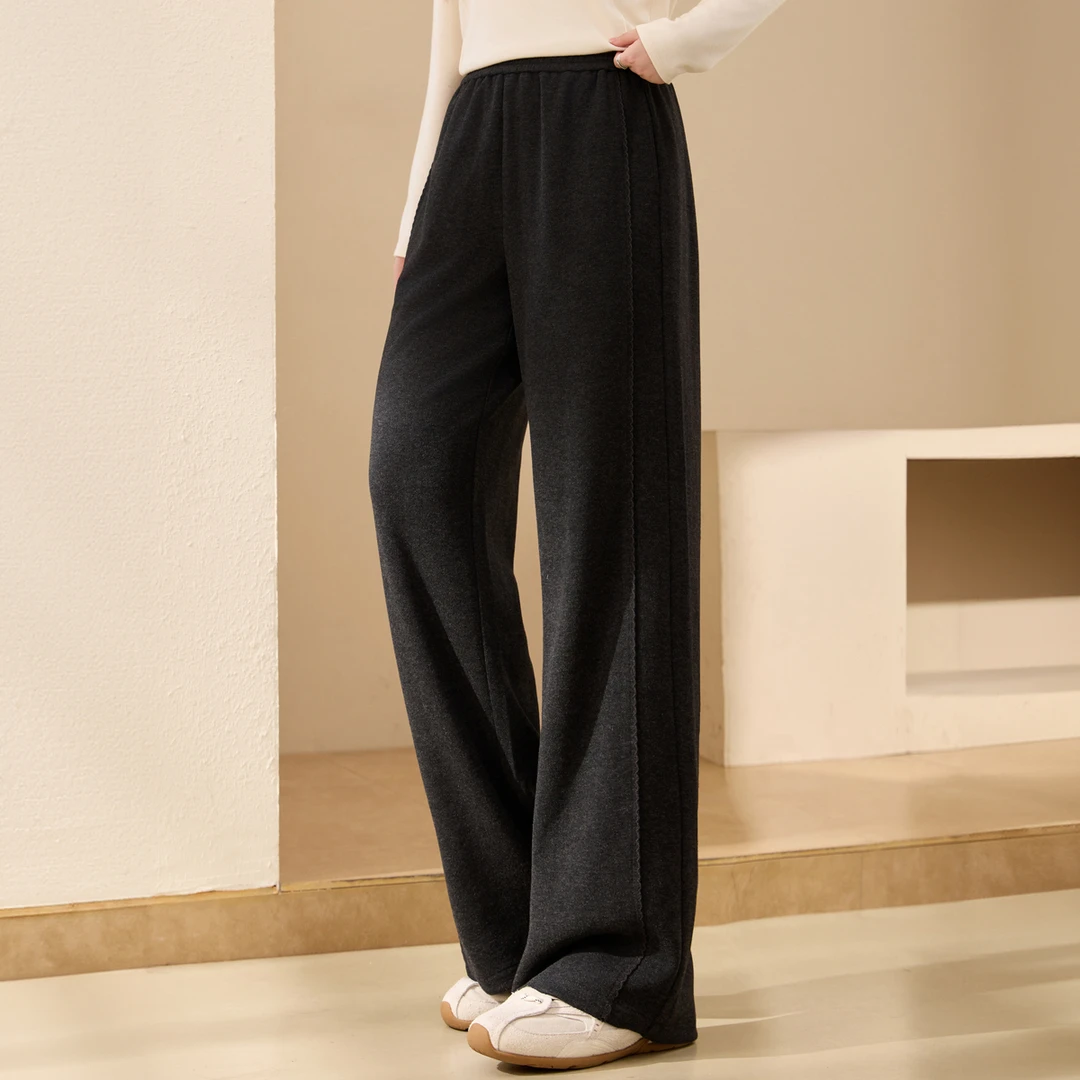 【拖地糯米裤】纤莉秀大码女装流光风垂感慵懒风针织阔腿裤QK4323