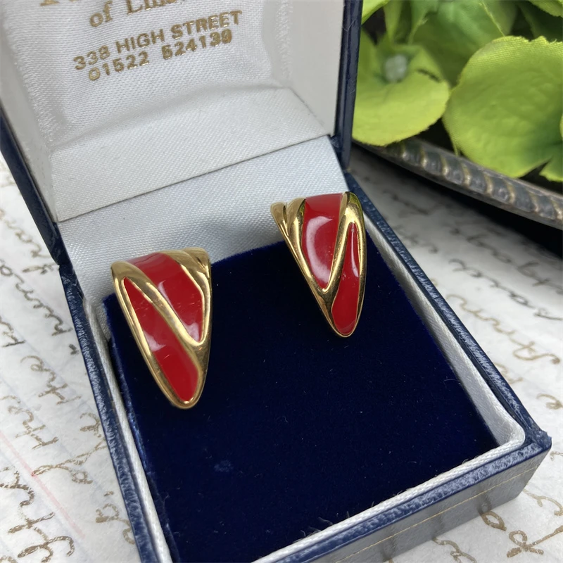 合金耳饰 monet红色珐琅耳环1-2【2071111-025】
