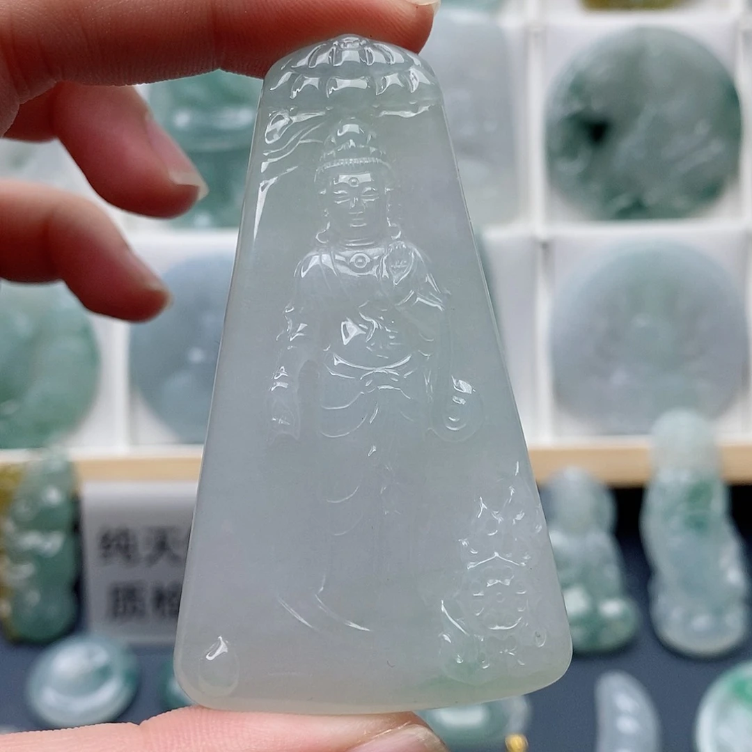 翡翠未镶嵌吊坠(不含链)站观音
