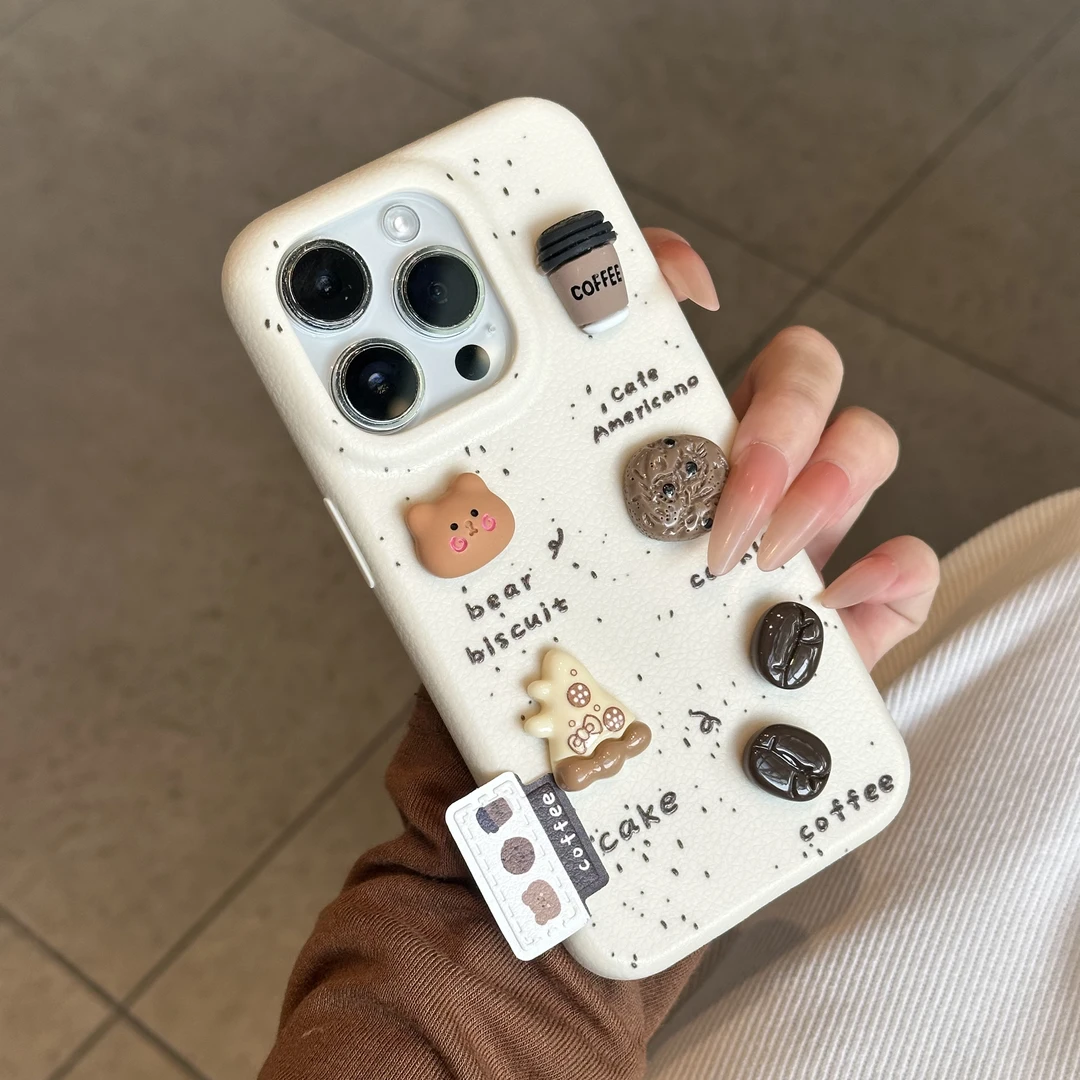 BANCA咖啡小熊标签适用苹果17手机壳16promax华为vivo小米15oppo