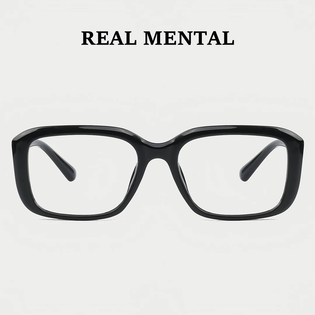 Real MentalTR材质黑色大方框素颜镜修饰脸型时尚潮流女镜框眼镜