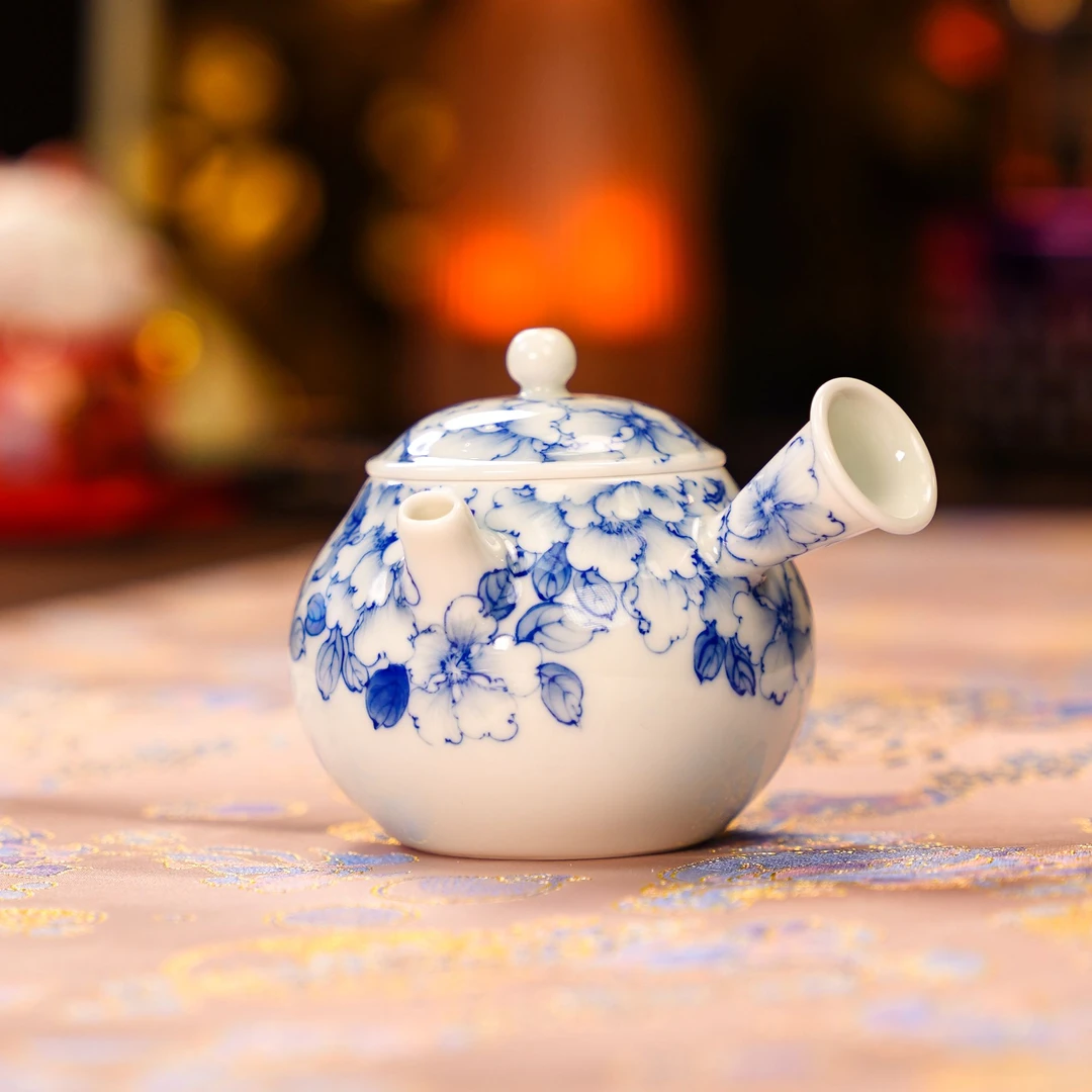 青樵轩  杜鹃侧把壶   品茗陶瓷纯手工茶具饮茶