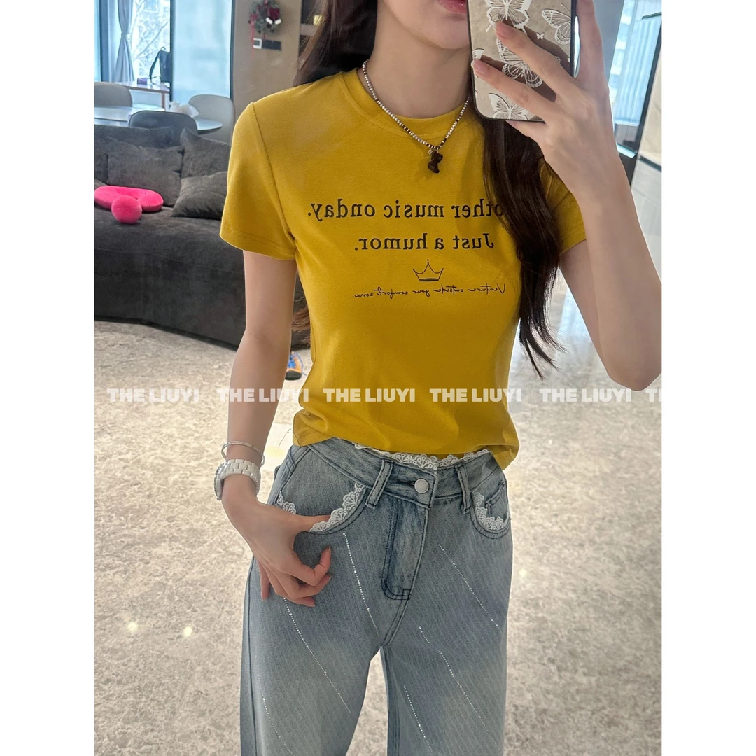 【LIUYI】多巴胺~春夏正肩短袖T恤上衣52272