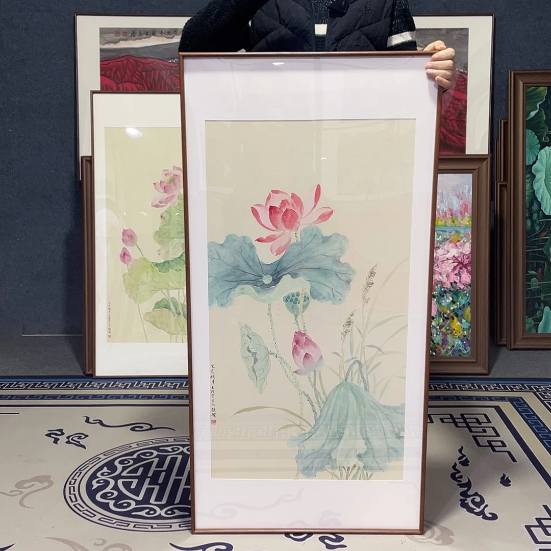 国画手绘画作品带框60/120