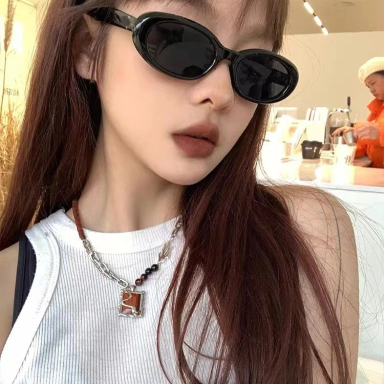 韩版2026新款jennie同款gm墨镜女潮椭圆形高级感圆脸凹造型太阳镜