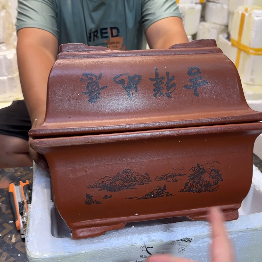 紫砂花盆口径25 18高度10厘米