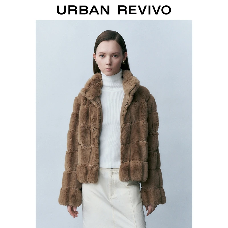 UR2025冬季新款女装流光风毛感立领外套UYY150033+