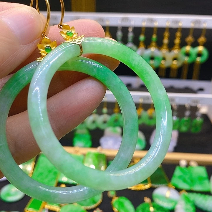 翡翠耳饰18K金镶嵌耳坠