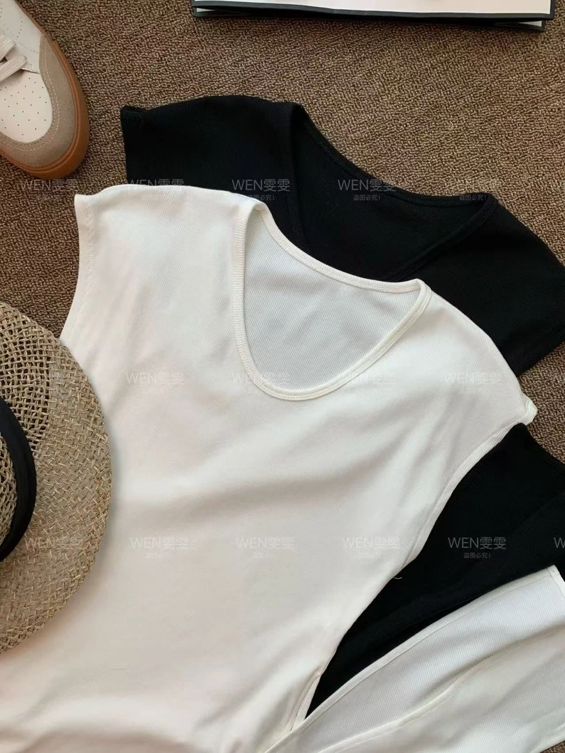 WEN 25新款拼接纯色开衩U型领无袖背心WWP0029