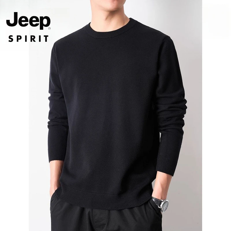 吉普JEEP SPIRIT圆领针织衫毛衣男高级感秋2025年新款长袖打底衫