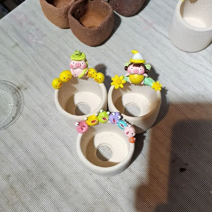 陶专拍花盆3个素烧