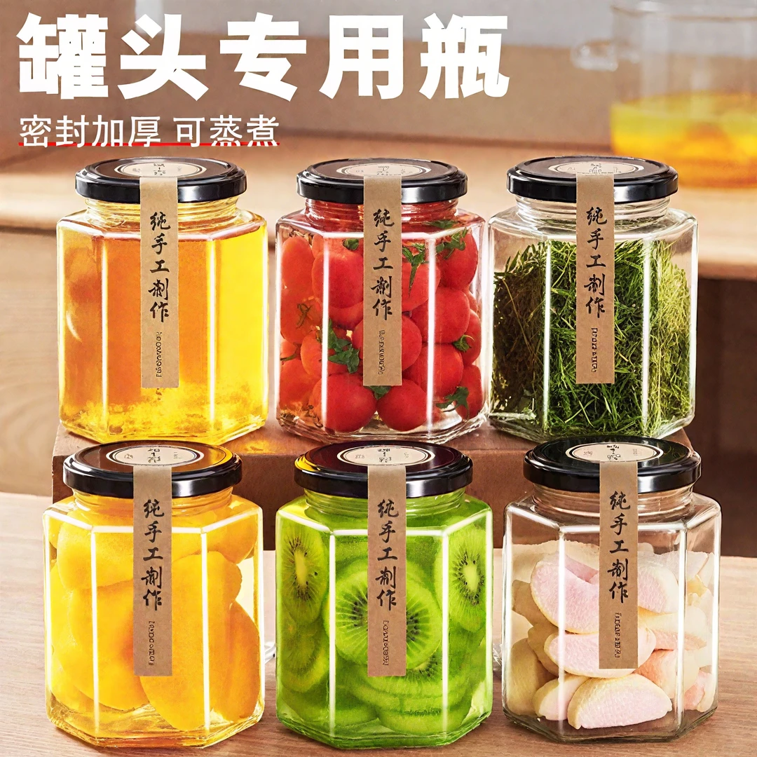 黄桃罐头玻璃罐水果罐头瓶空瓶子批发做罐头专用瓶耐高温食品级小