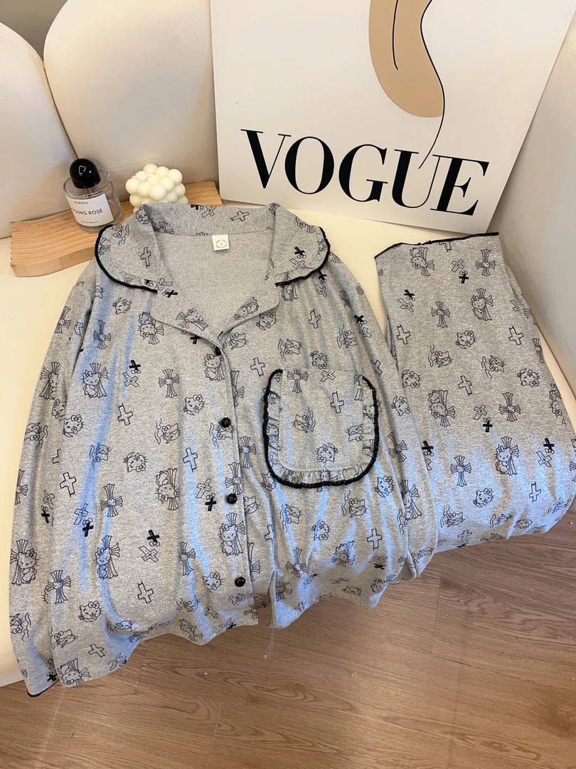 HelloKitty印花莫代尔睡衣春秋款女生可爱卡通长袖长裤家居服套装