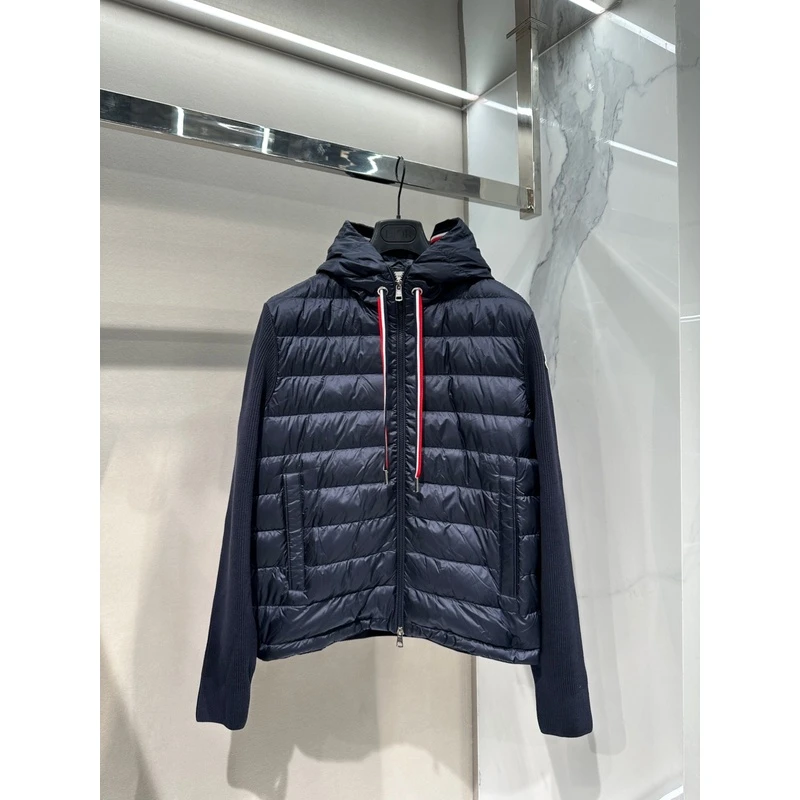 现货Moncler盟可睐 9B00005连帽针织拼接外套男薄款羽绒服