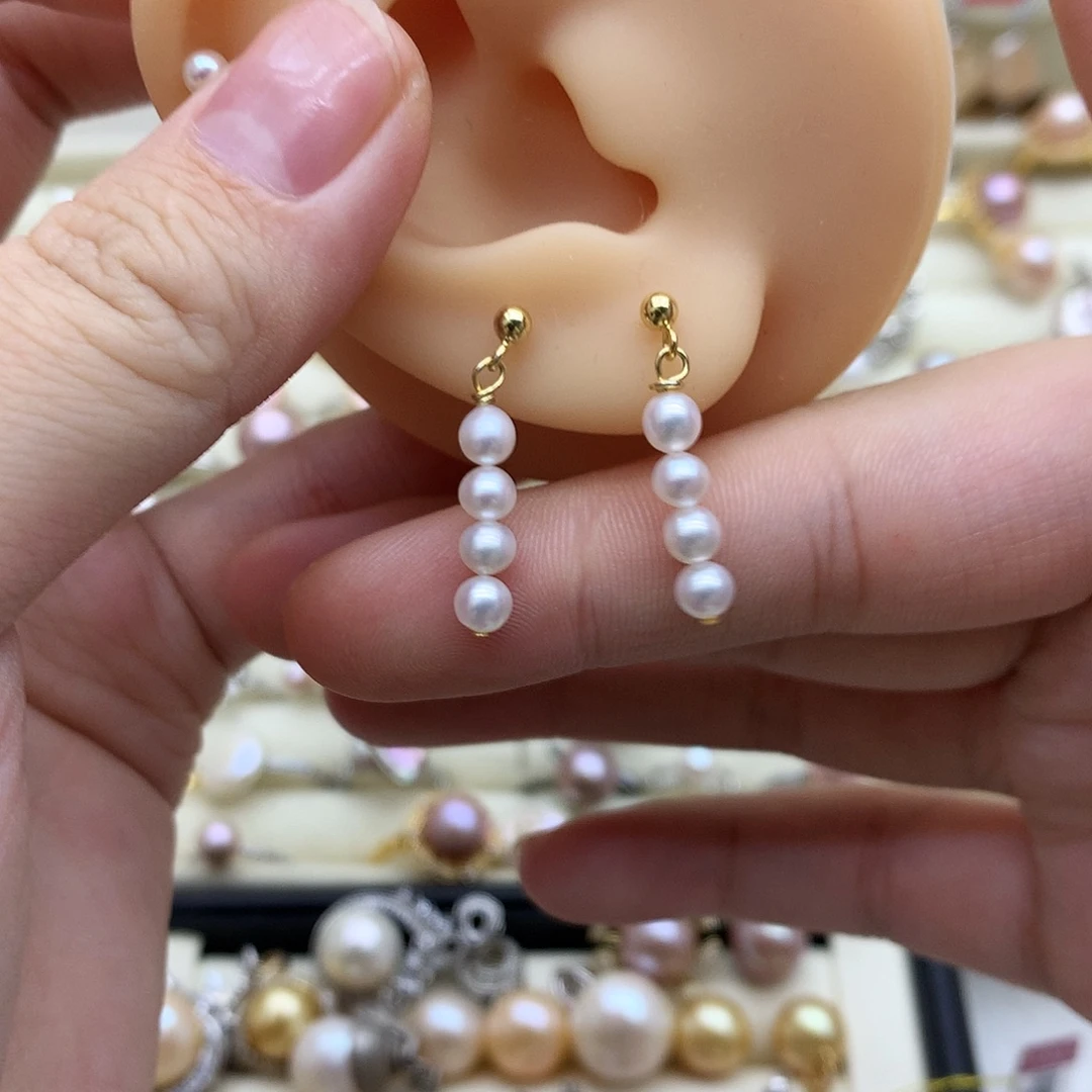 耳饰淡水珍珠银S925镶嵌