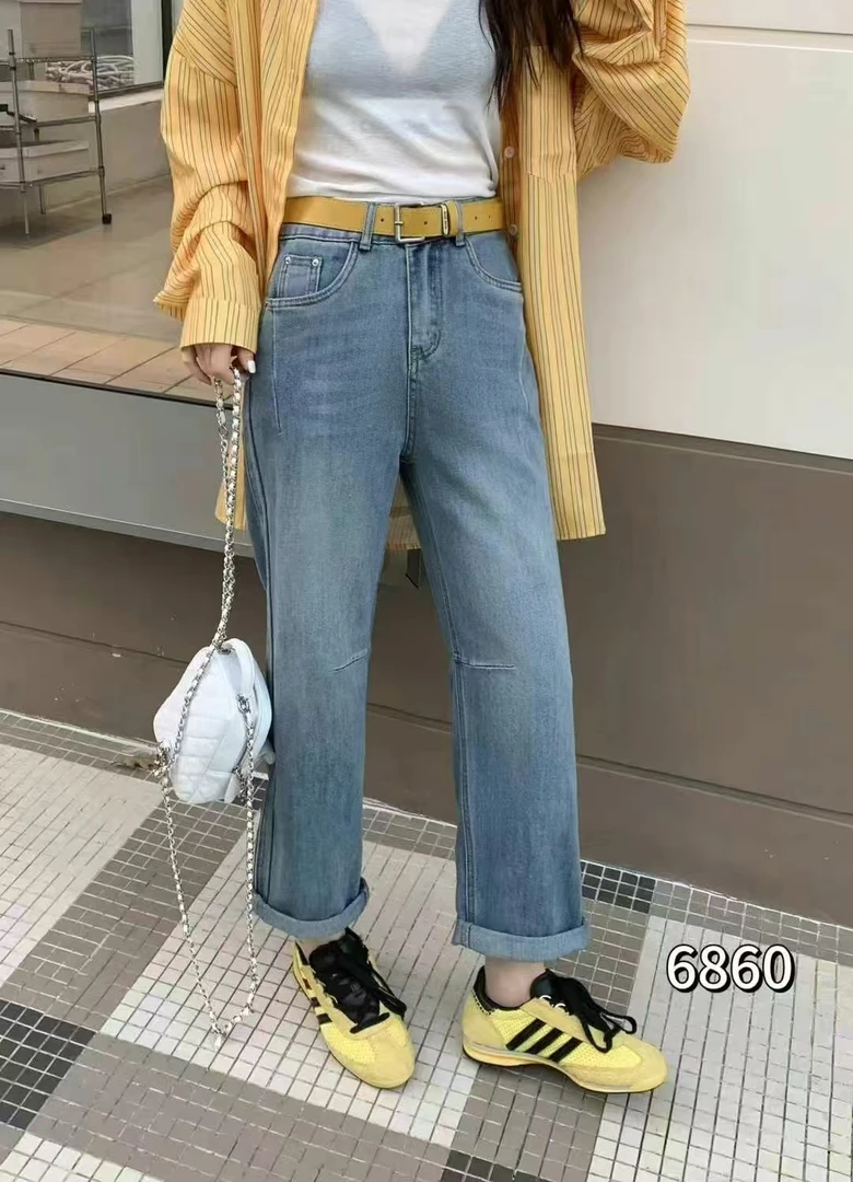 6860-AQ蓝色牛仔休闲裤