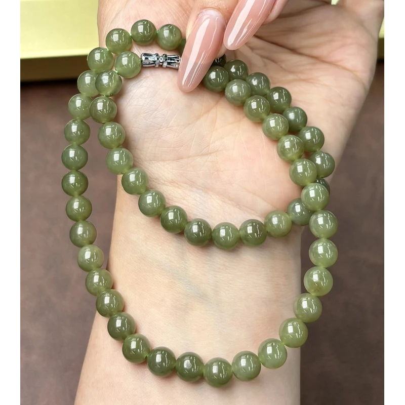 青柳·和田玉黄口料项链8mm