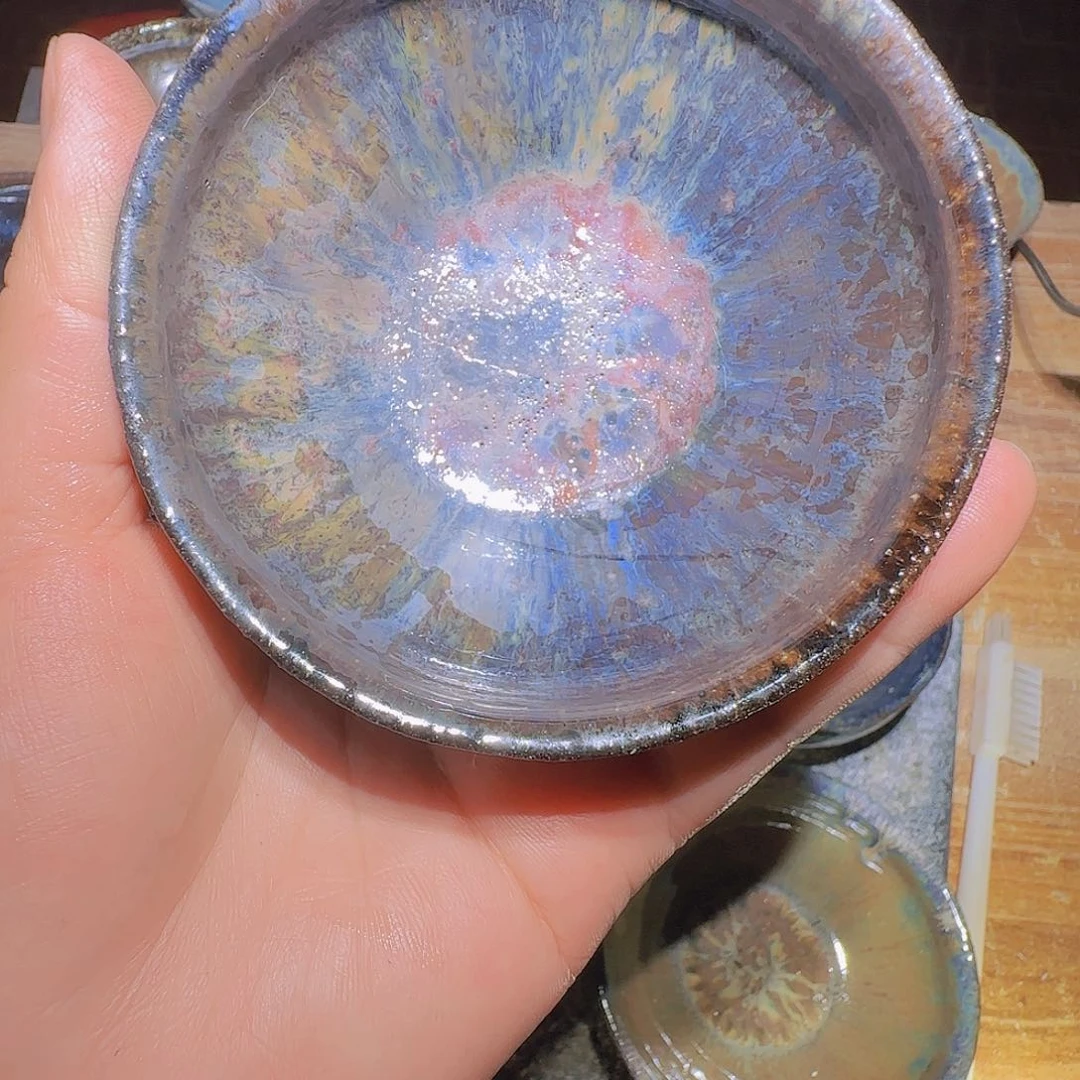 茶盏荒柴窑落灰烧茶盏一只