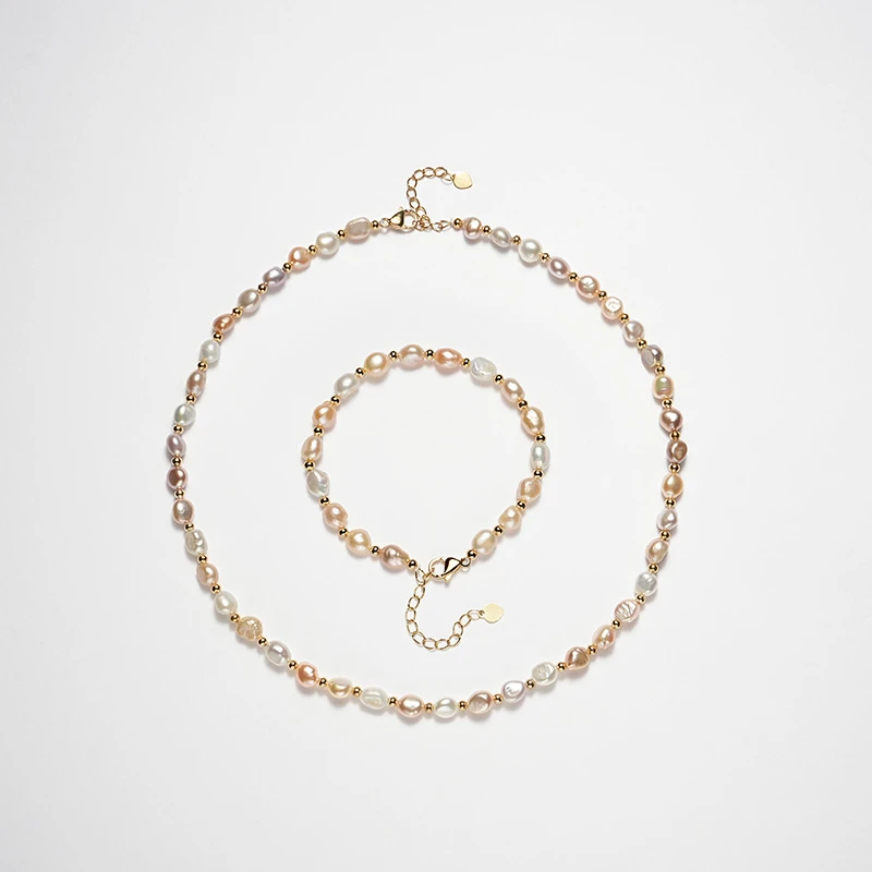 【周舟老师专属】淡水无核糖果5-6mm珍珠项链手链两件套